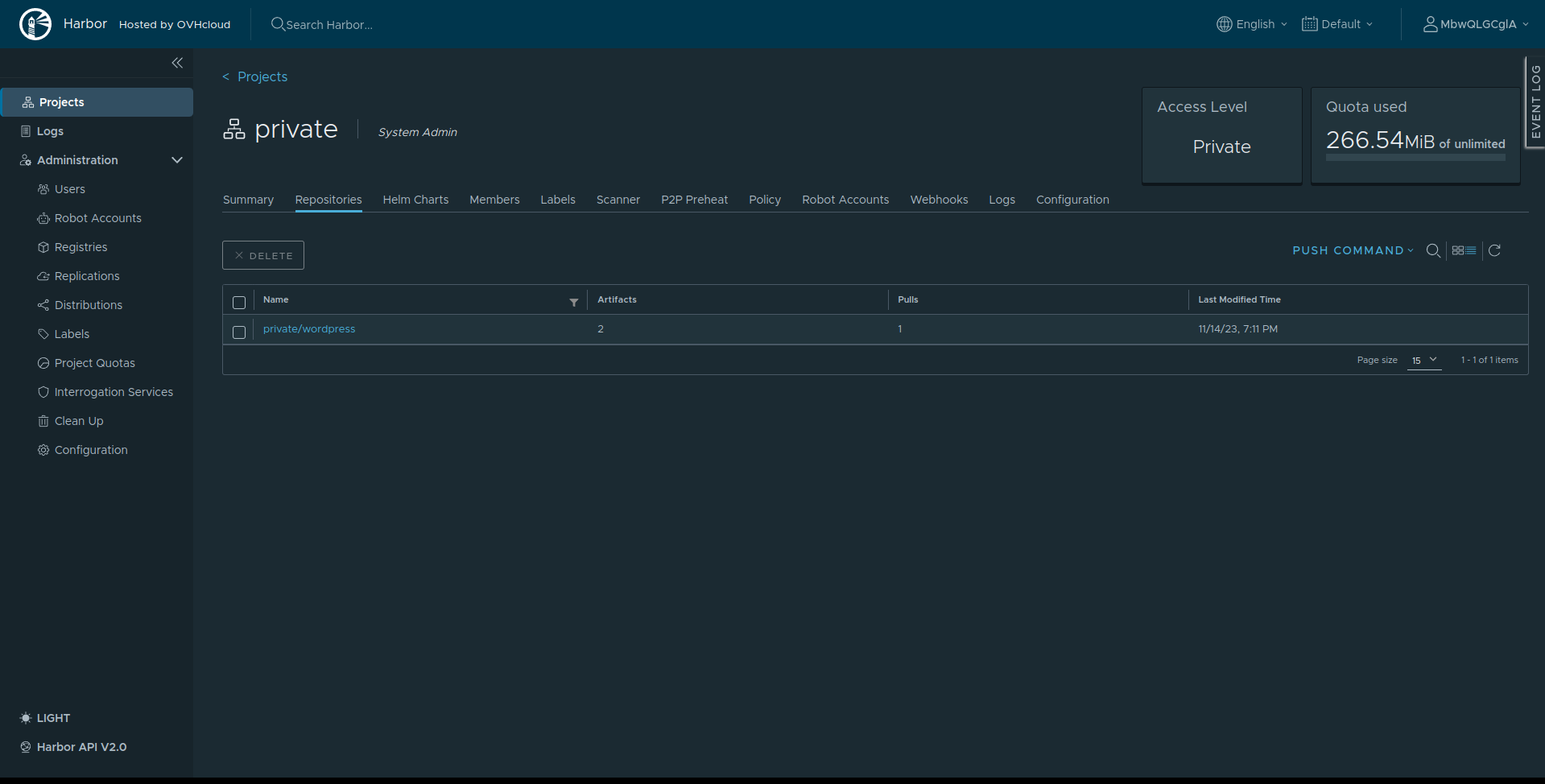 Project repository list