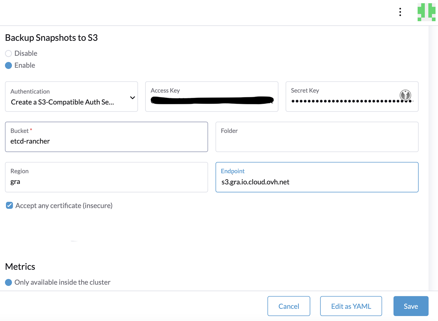 OVHcloud Object Storage Rancher