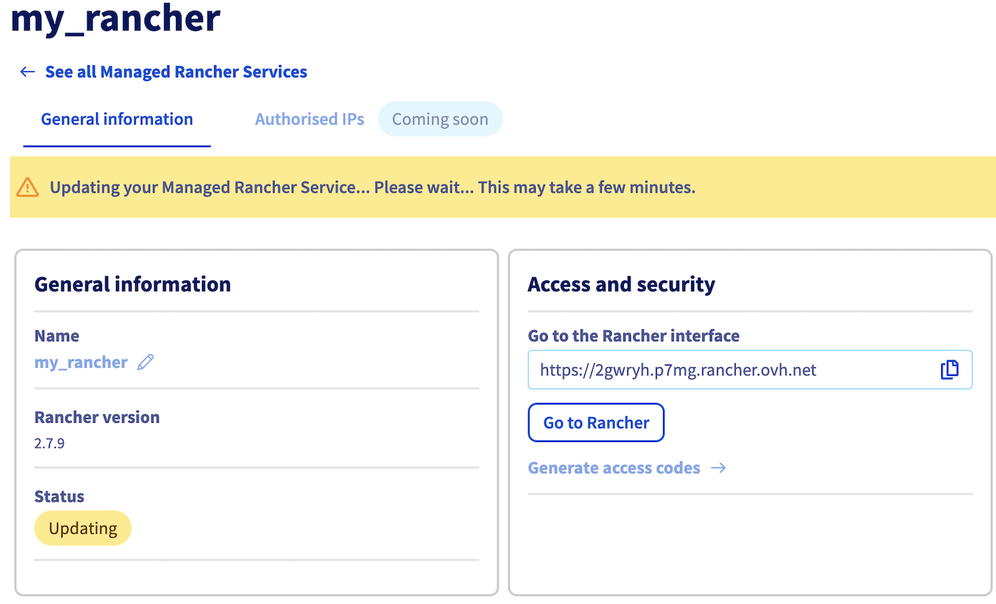 OVHcloud Managed Rancher Services update