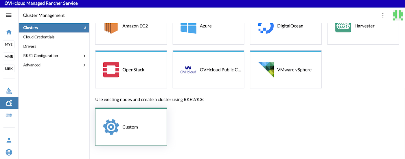 OVHcloud Managed Rancher Service Create Kubernetes PCI