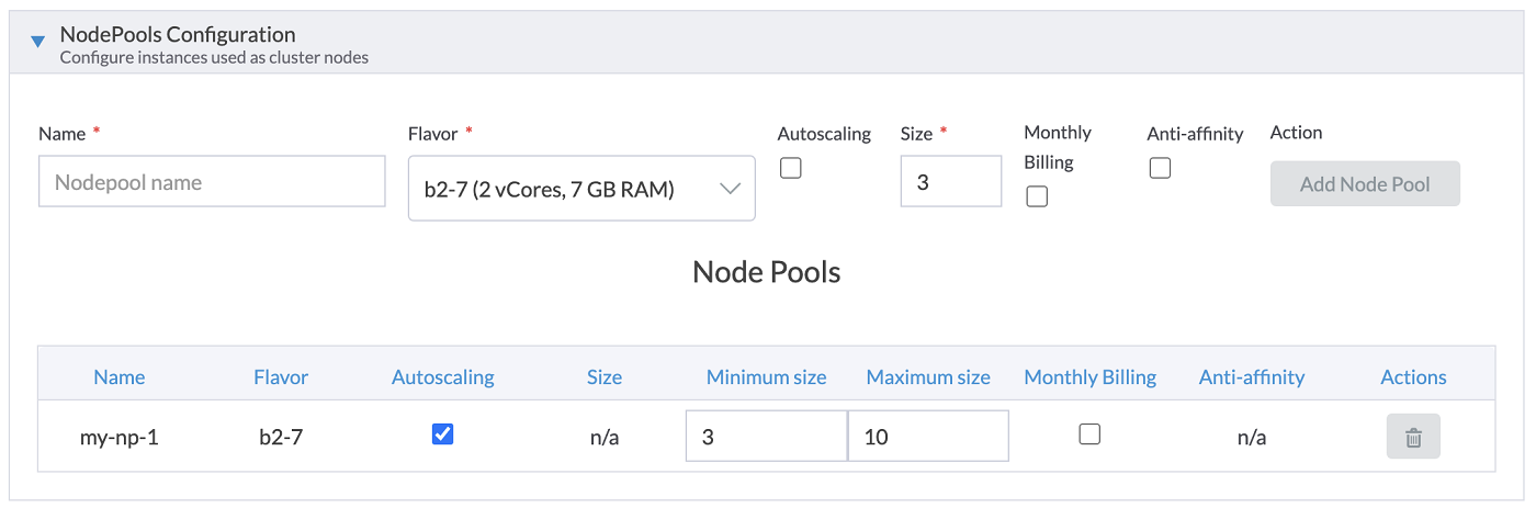 OVHcloud Managed Rancher Service Node Pool