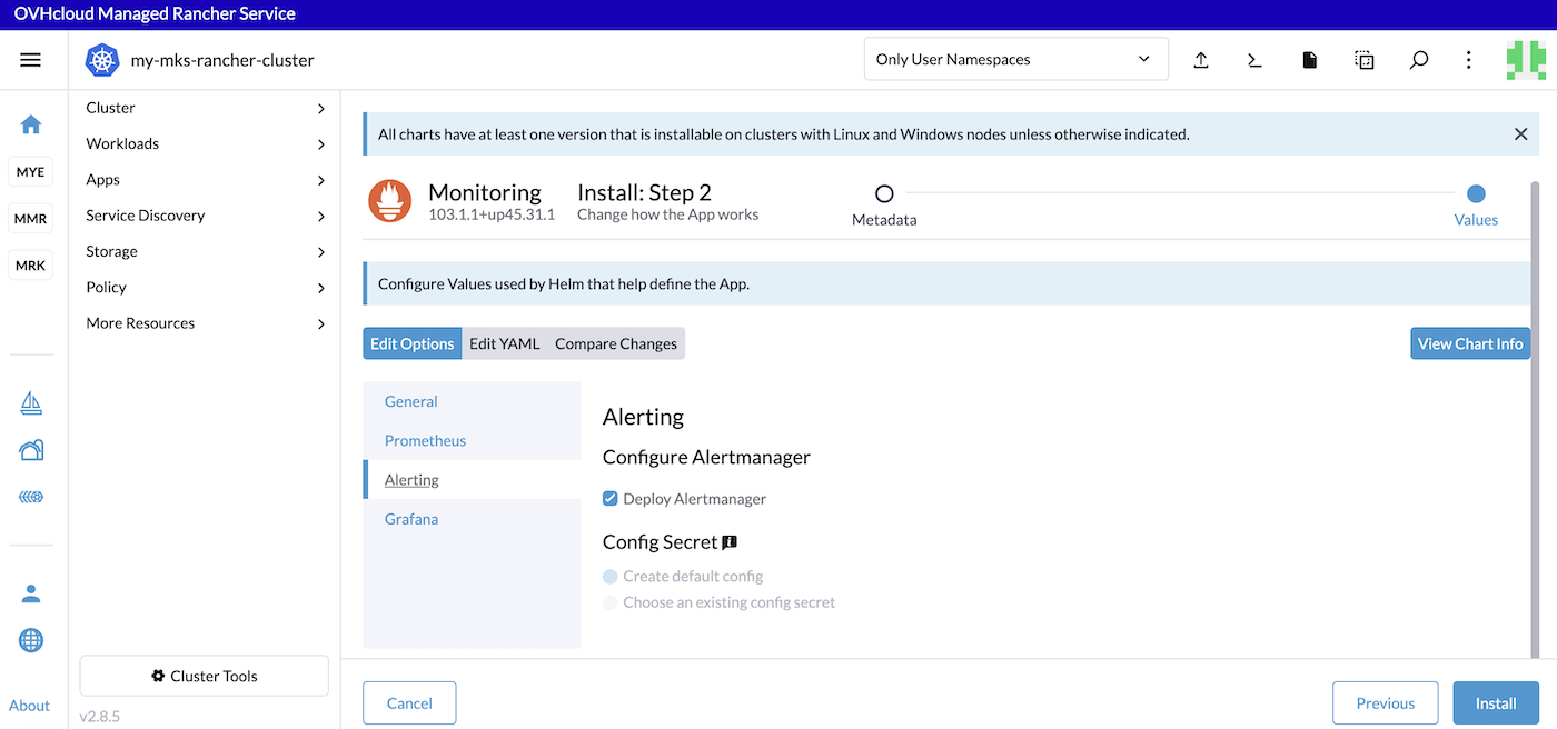 OVHcloud Managed Rancher Service Alertmanager