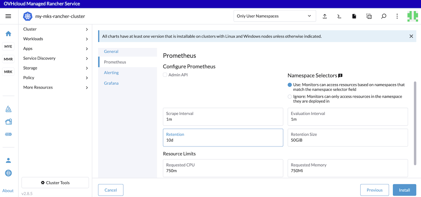 OVHcloud Managed Rancher Service RKE2 Cluster Type