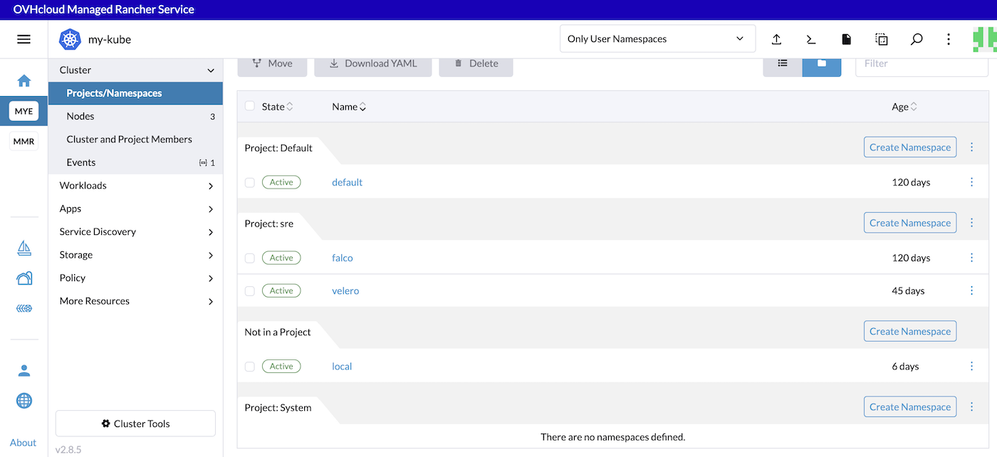 Rancher UI Project SRE project