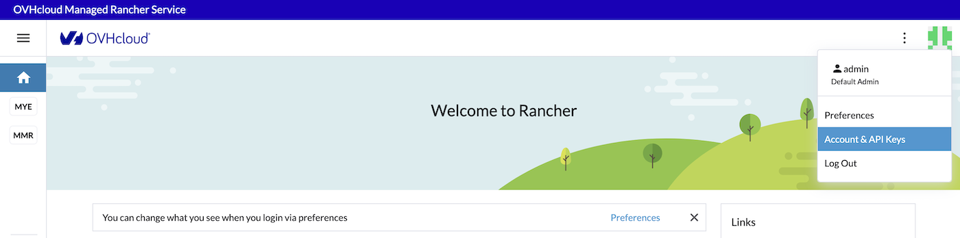 OVHcloud Managed Rancher Service UI