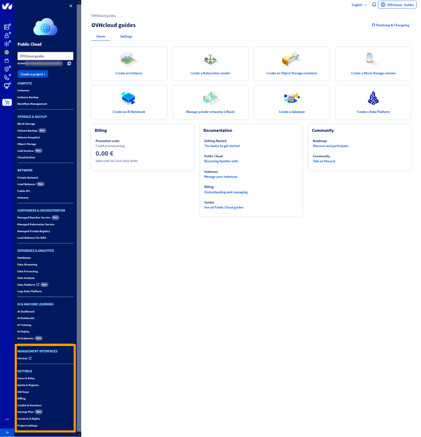 Public Cloud Interface - Verwaltungswerkzeuge