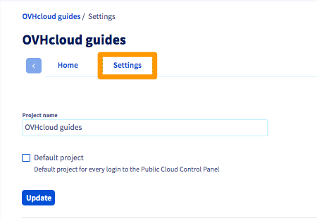 Public Cloud Projekt umbenennen