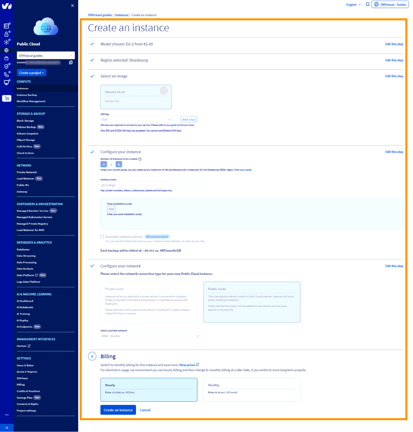 Public Cloud Interface - Konfigurationsassistent