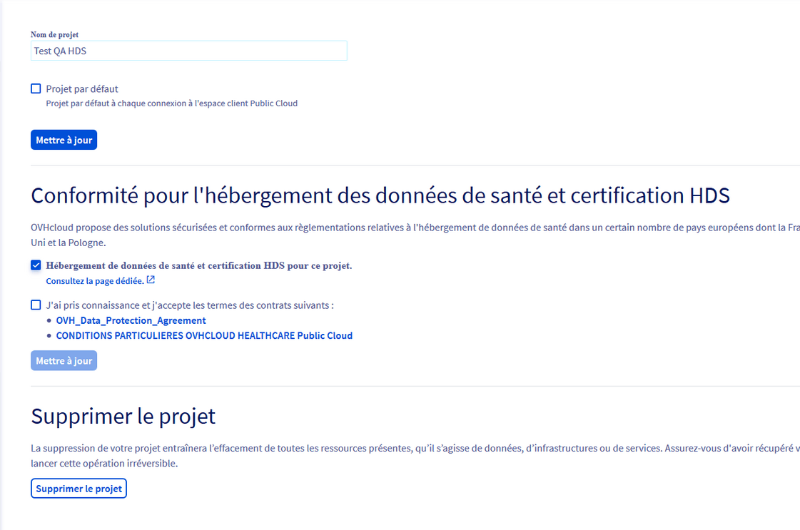 activer HDS projet existant