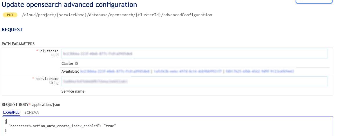 Put OpensSearch Advanced Parameters
