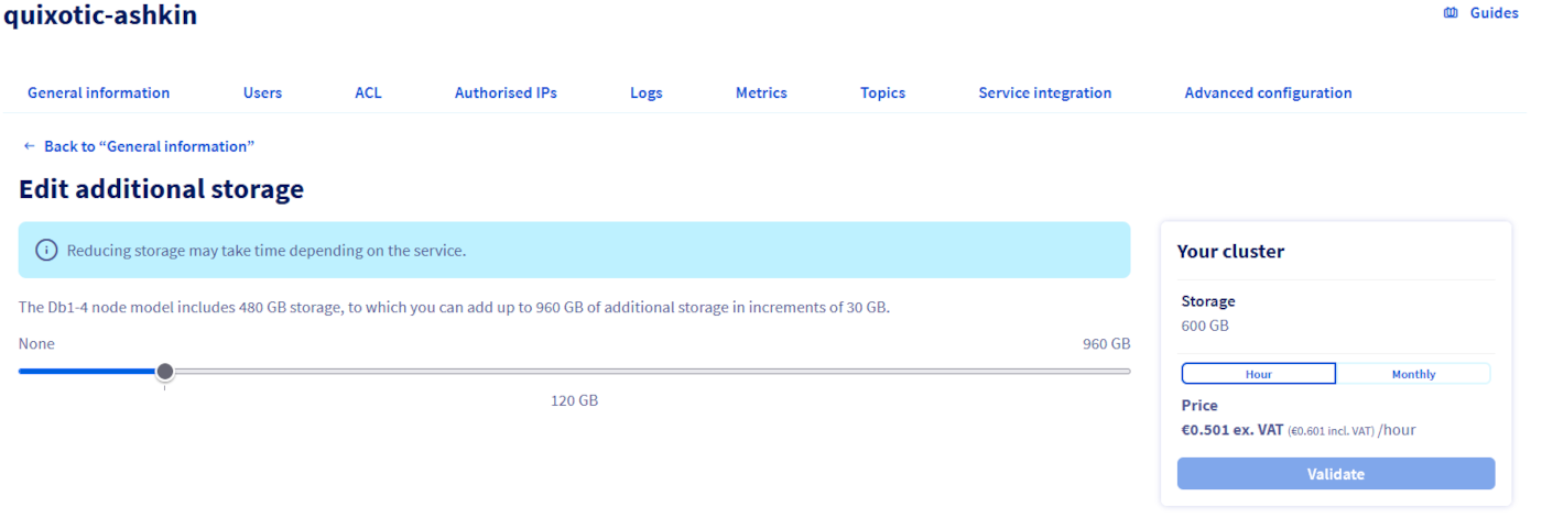 Edit additional storage