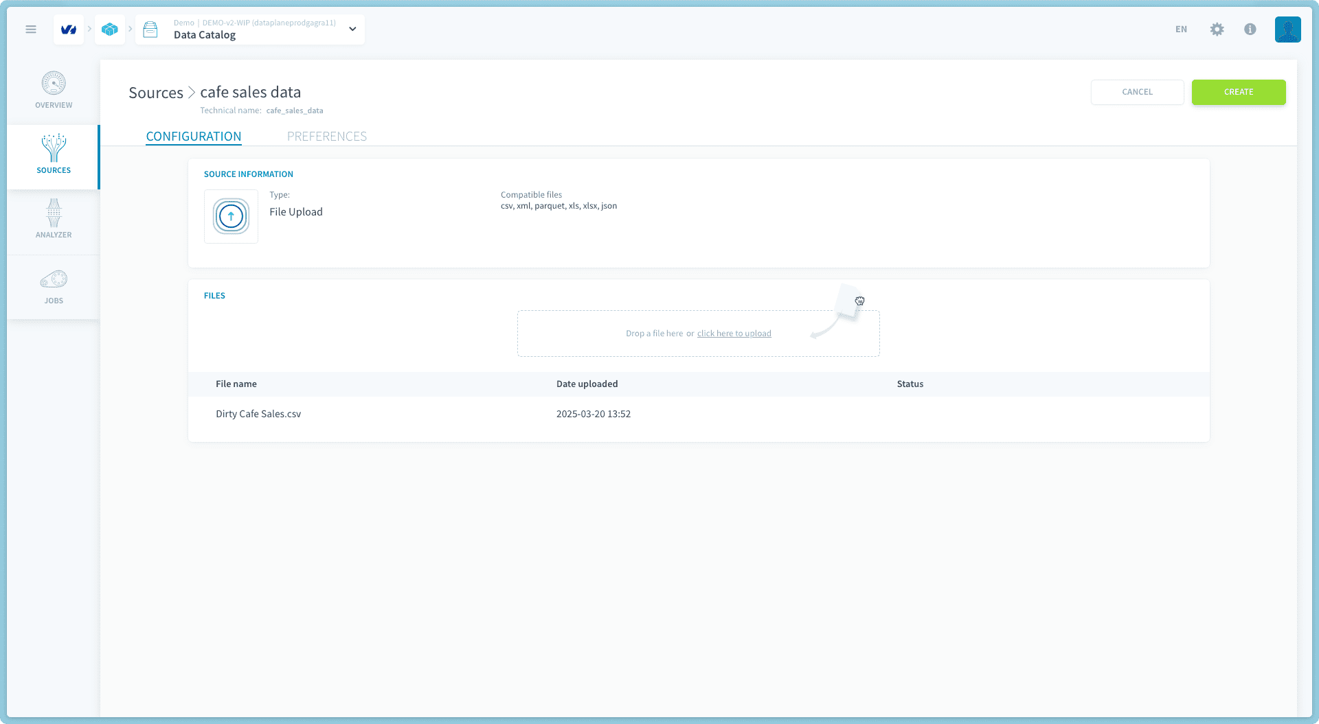 step 1 - Upload CSV file — Ai endpoints step