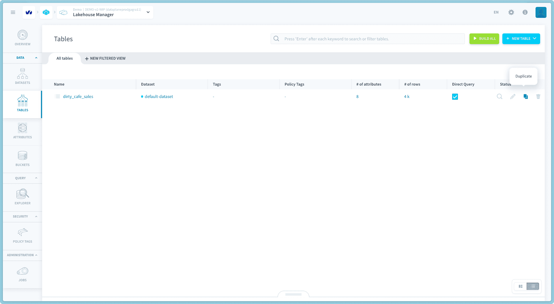 step 4 - Duplicate the table — Ai endpoints step