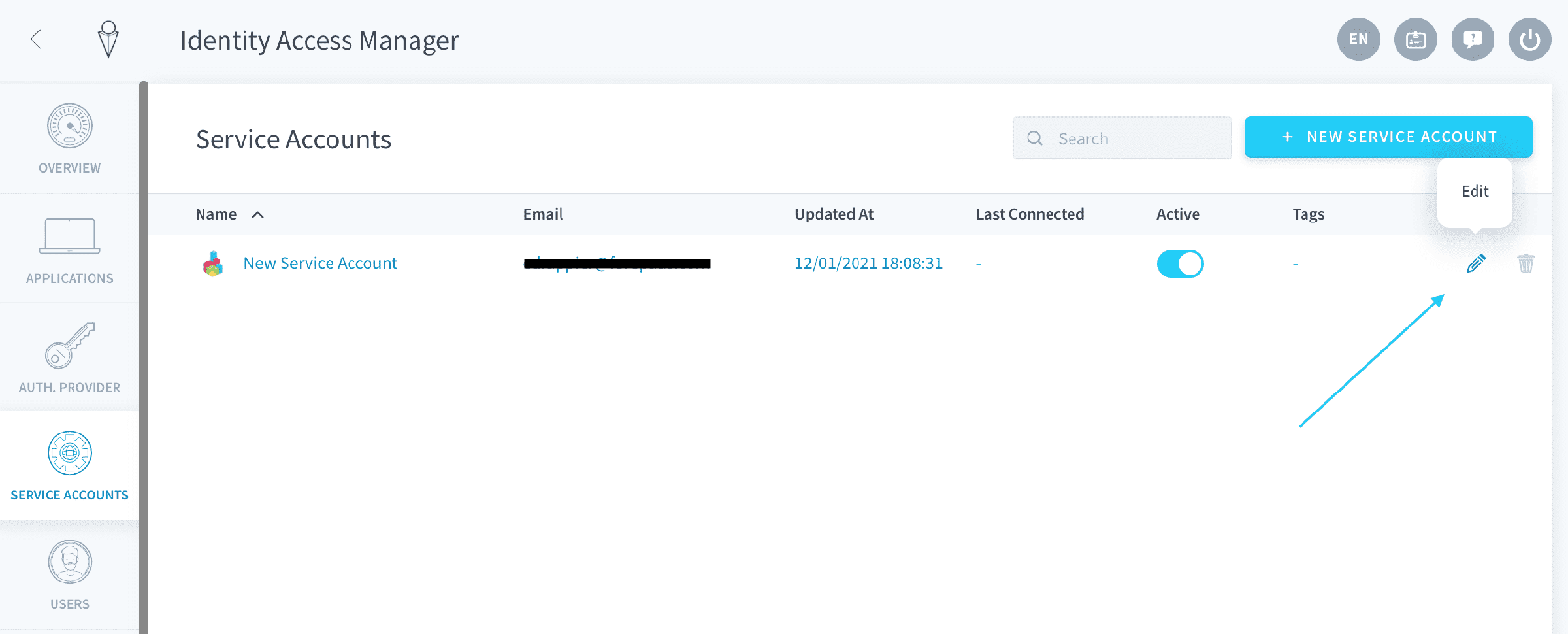For a service account — Sa search