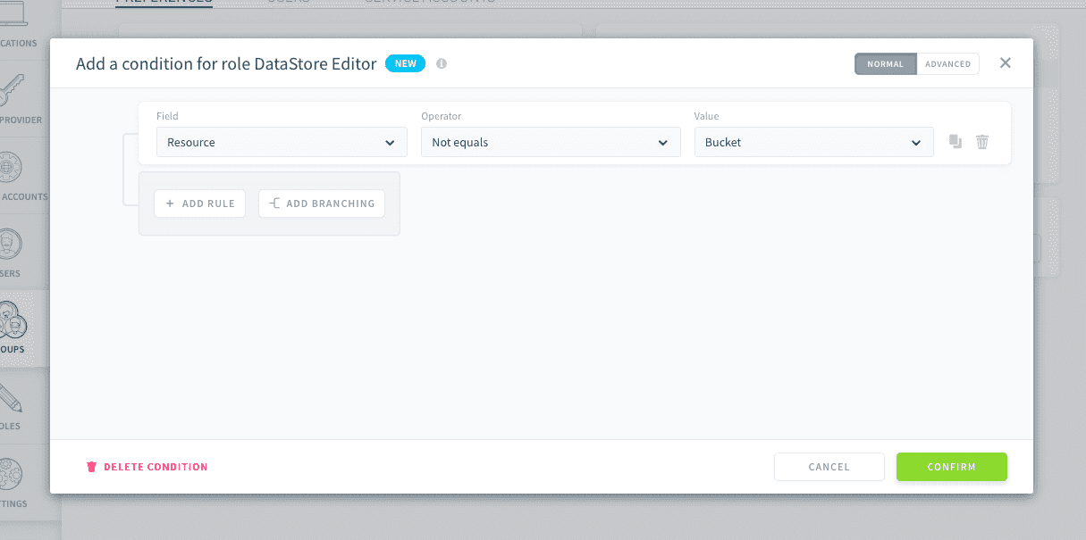 Using the visual builder — Visual condition1
