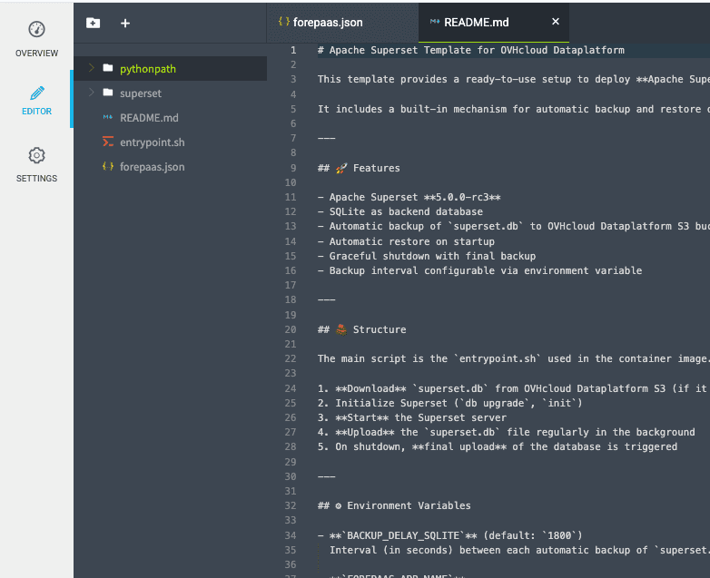 Step 2: Customize the Template (Editor Tab) — Superset