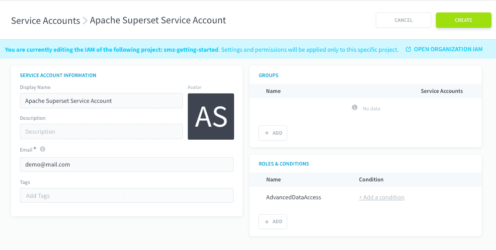 Step 1: Create a New Service Account — Superset (4)