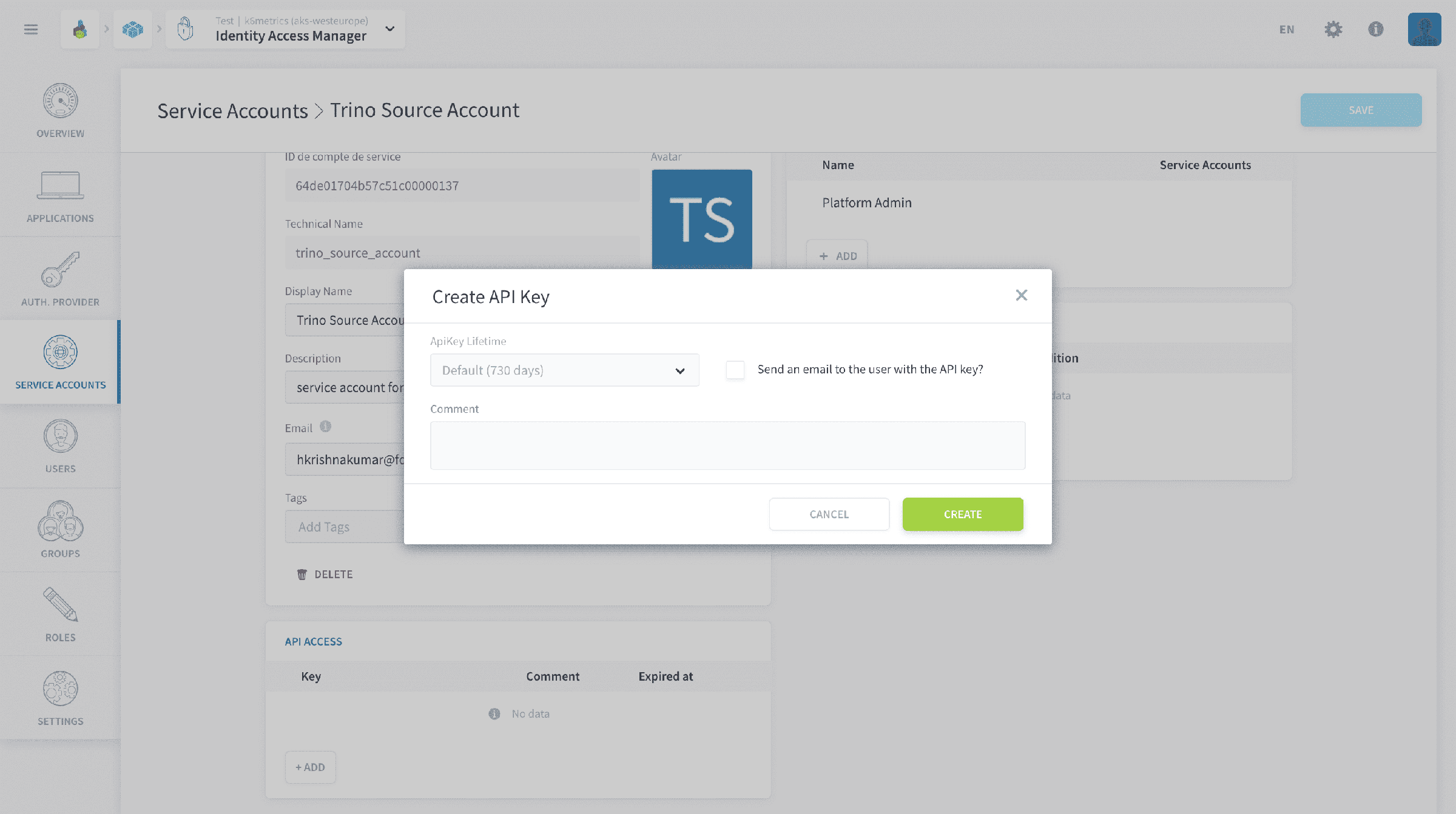 Steps to Follow at the Source Project — Trino connector create api key