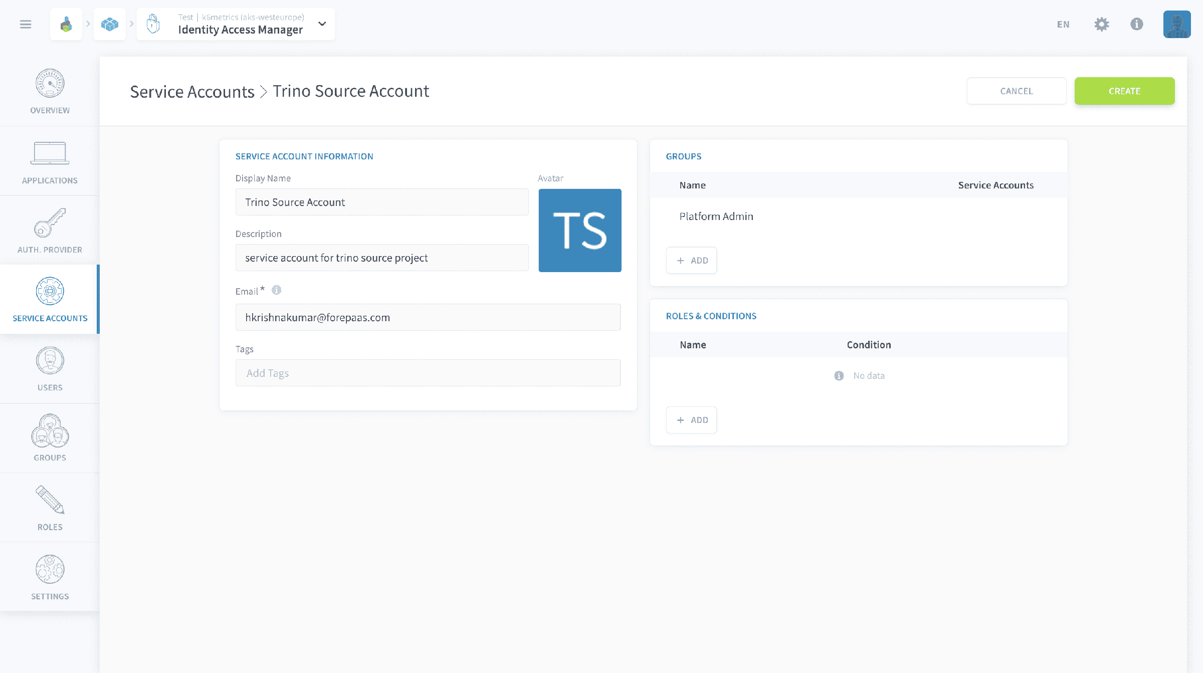 Steps to Follow at the Source Project — Trino connector service account