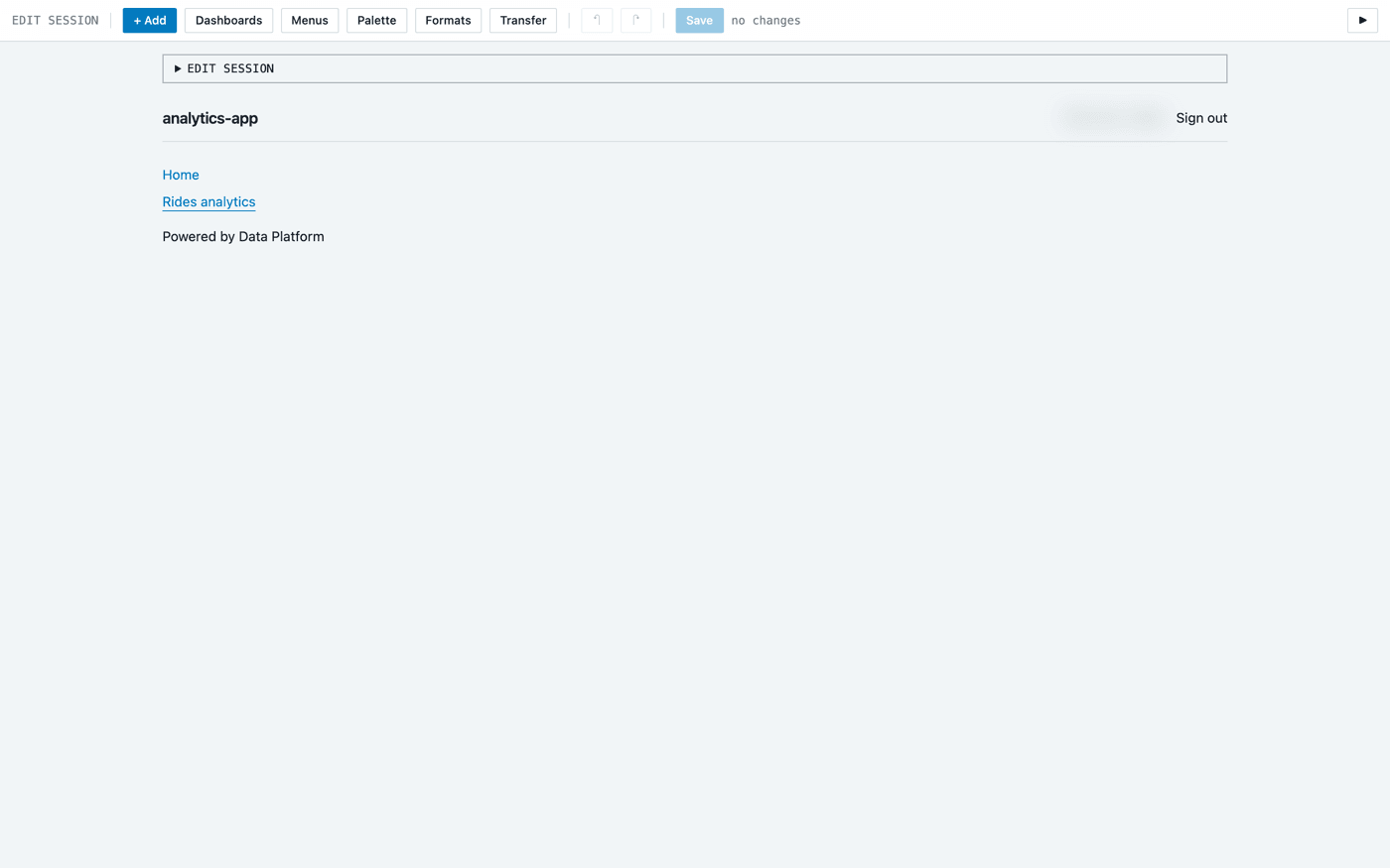 The empty Rides analytics page, reached from its new link in the sidebar