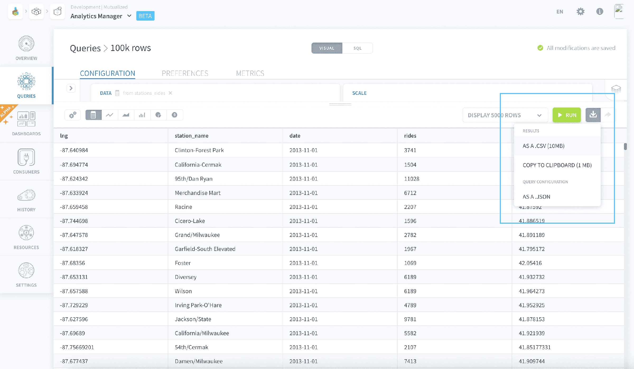 Discover the response format — Export