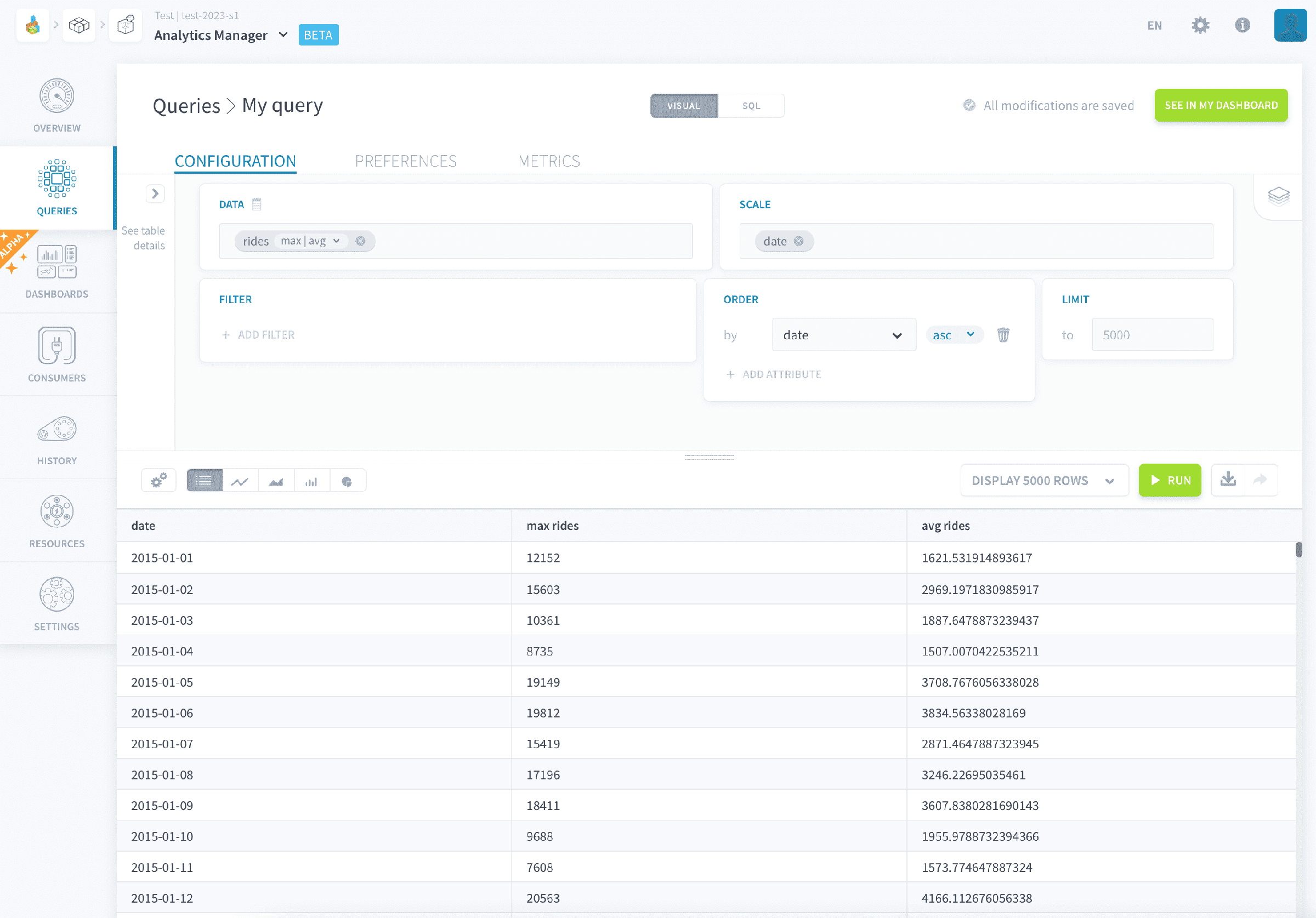 Query edition interface