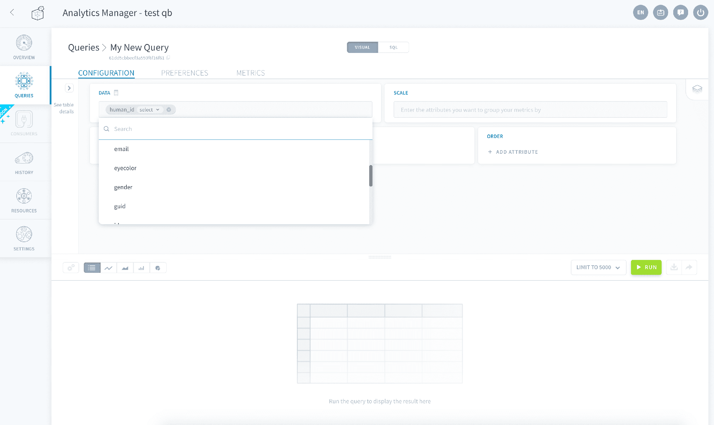 Configure the field Data — Visual data1