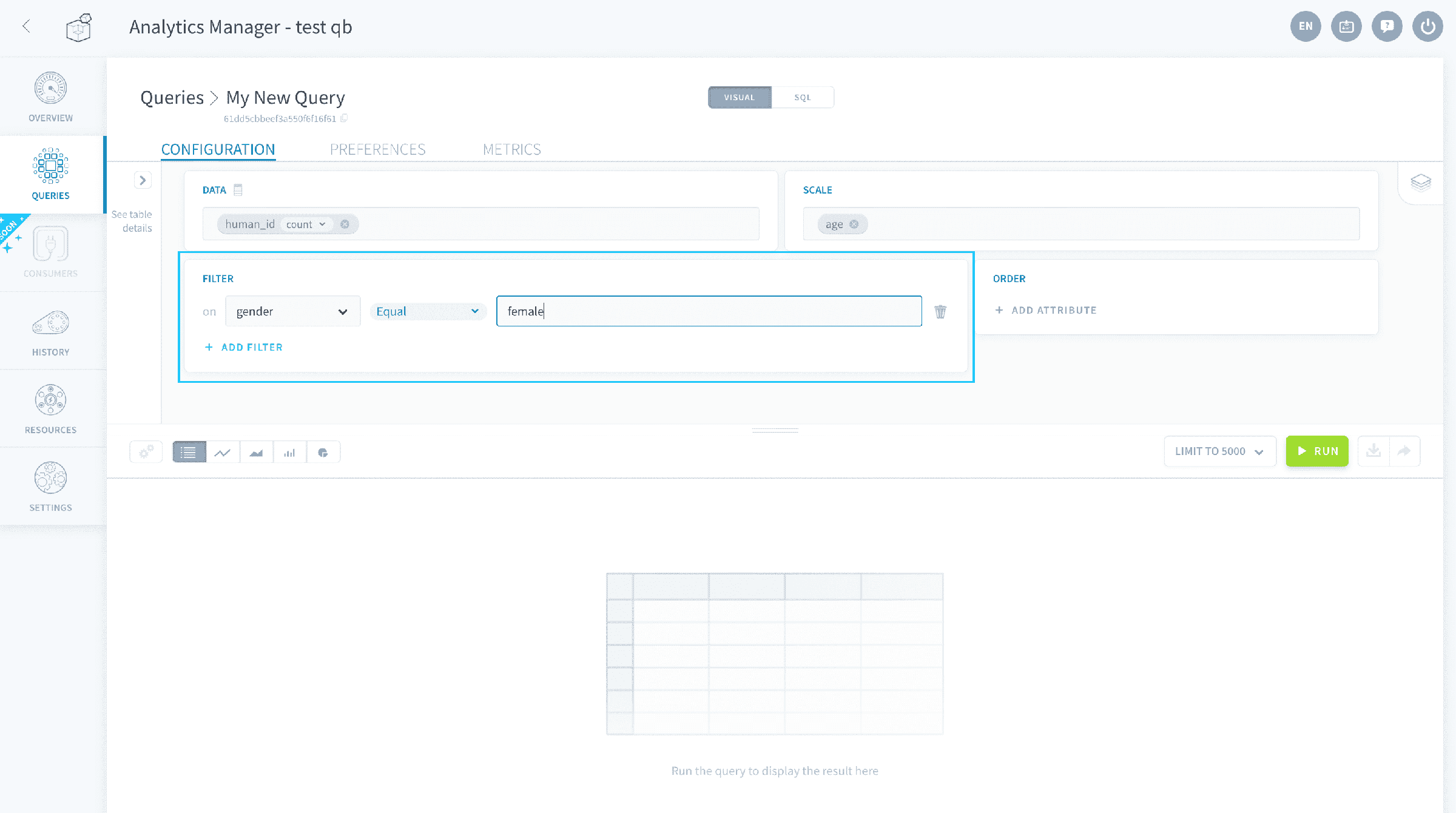 Configure the field Filter — Visual filter1