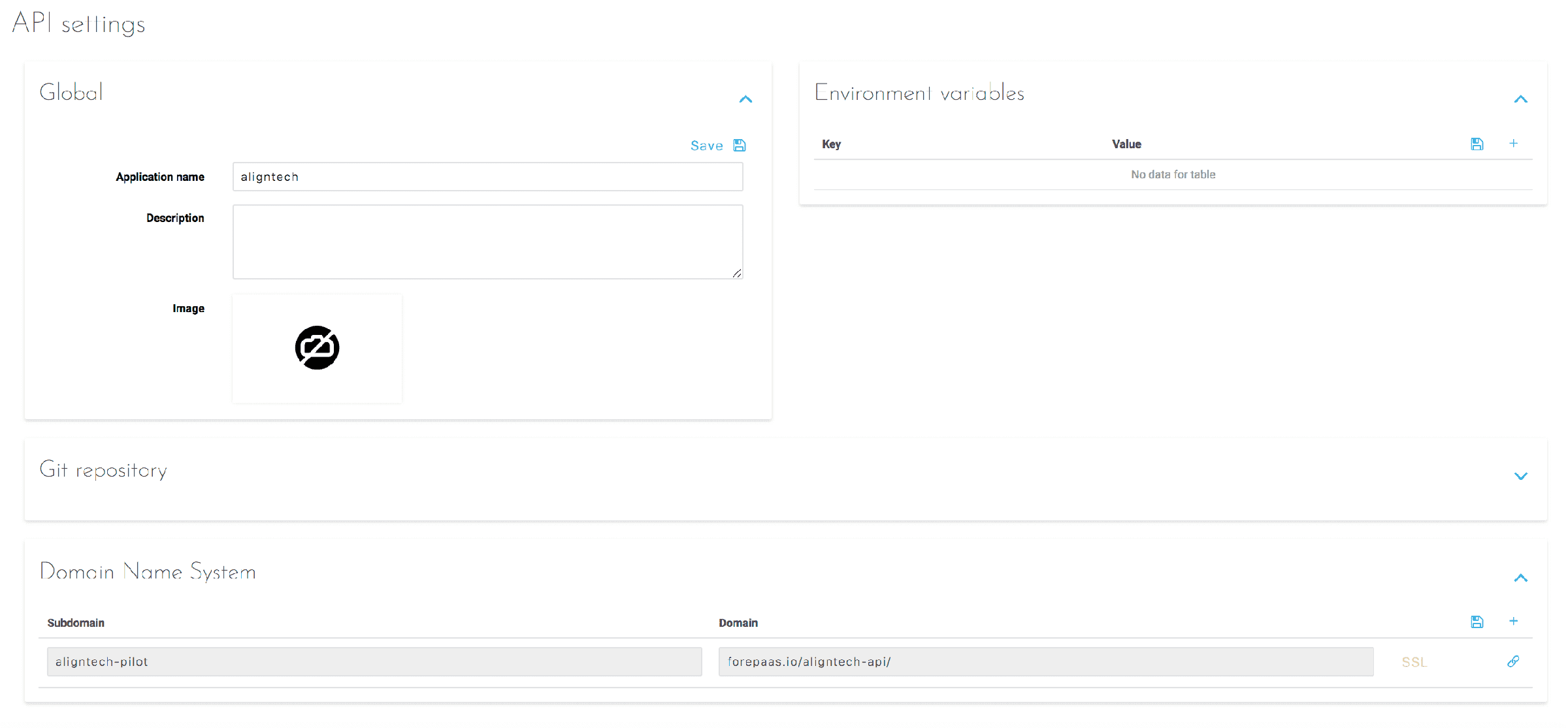 API settings
