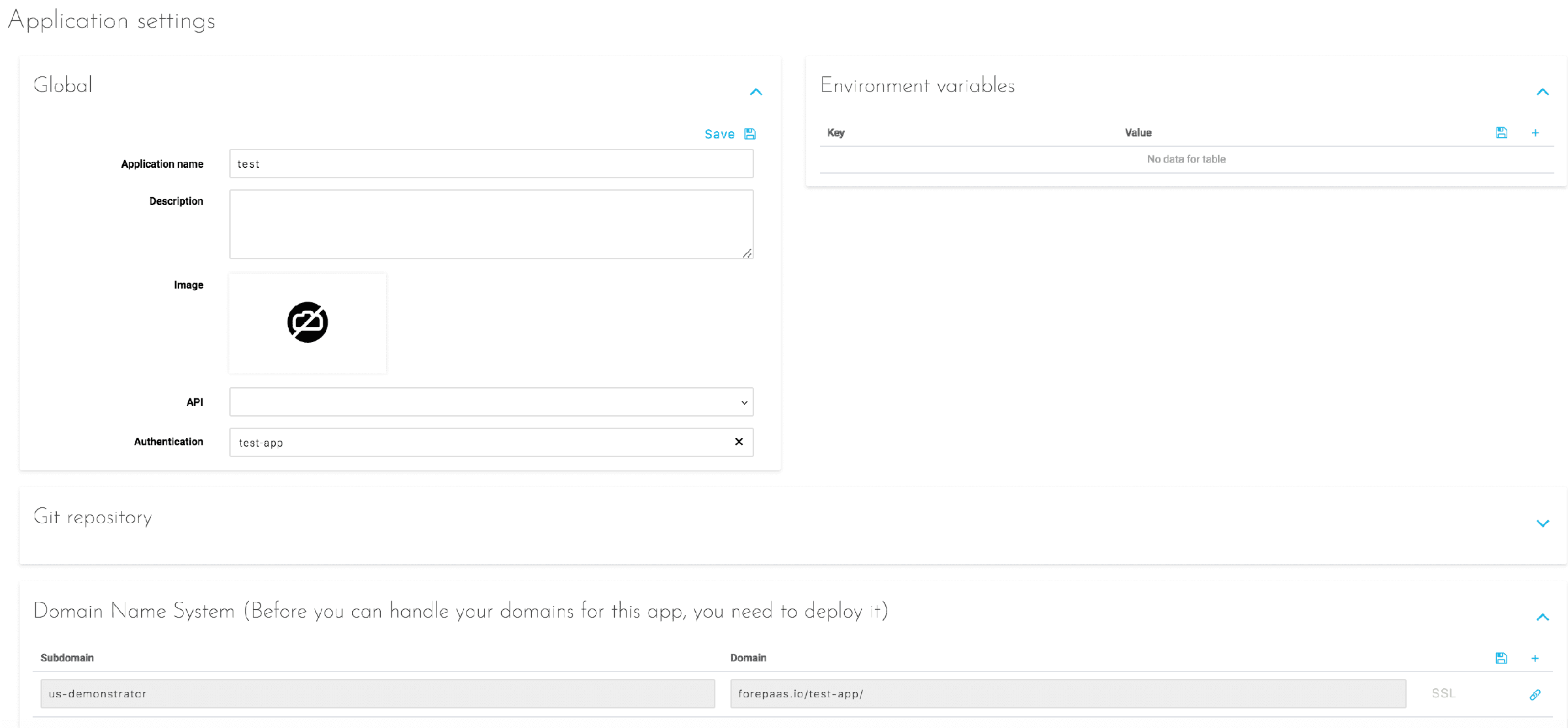 Application settings — App settings