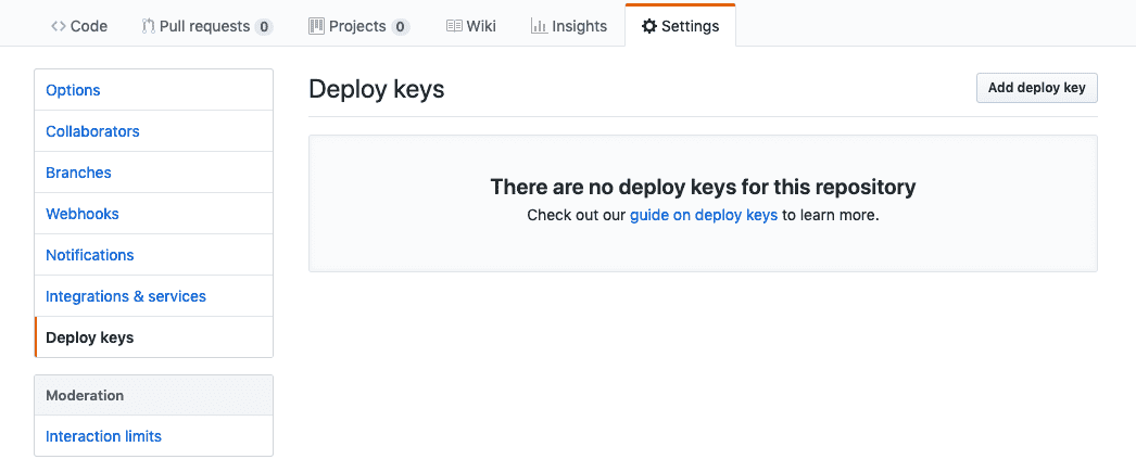 Setting up a repository with SSH authentication — Github settings