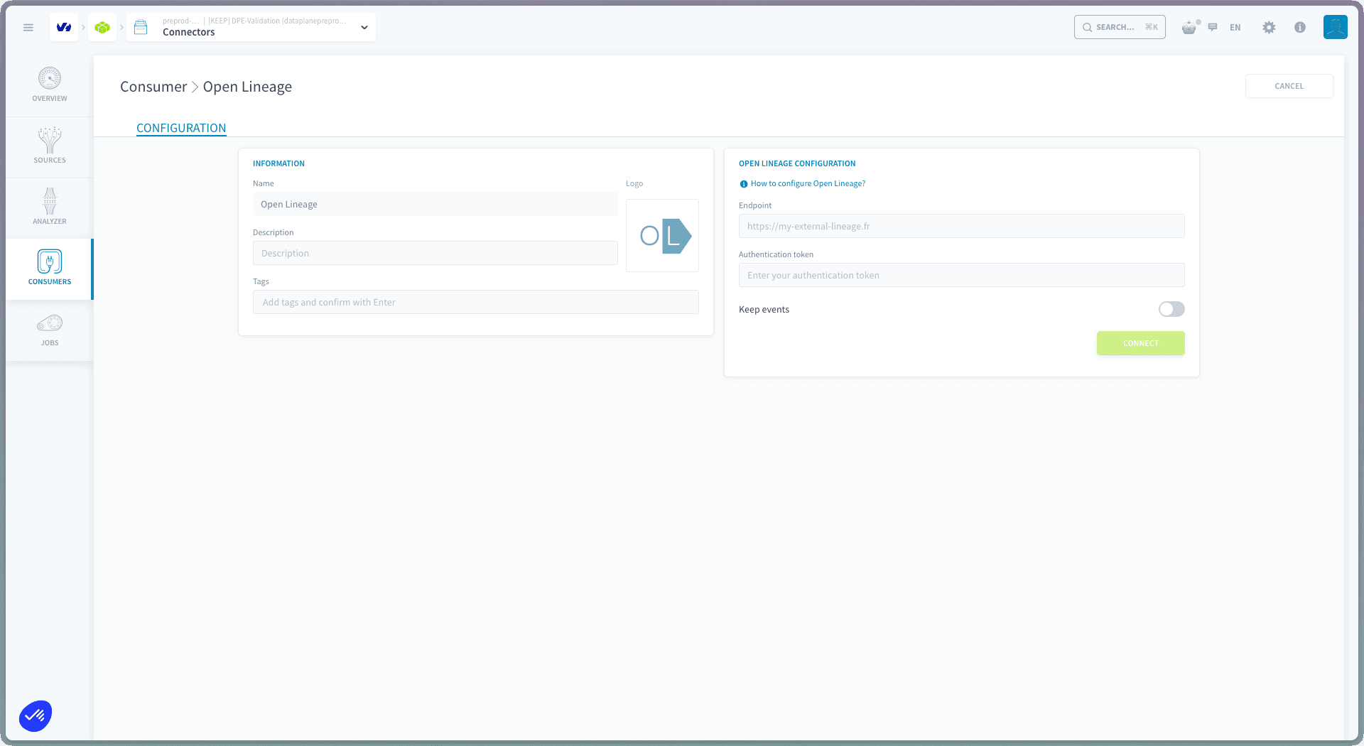Configure the OpenLineage consumer — Open lineage consumer configure