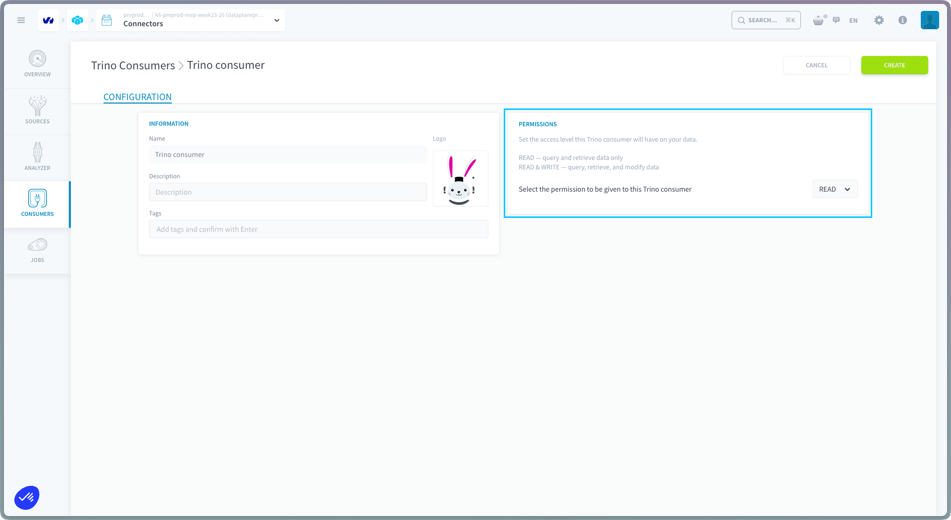 Create a Trino consumer — Trino consumer permission