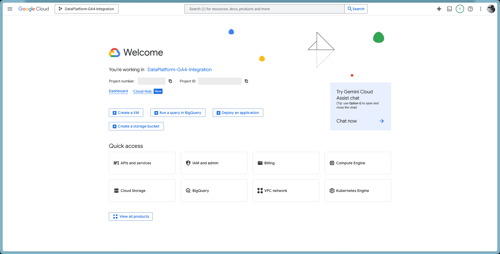 2.1 Create or Open Google Cloud Project — Google analytics create project