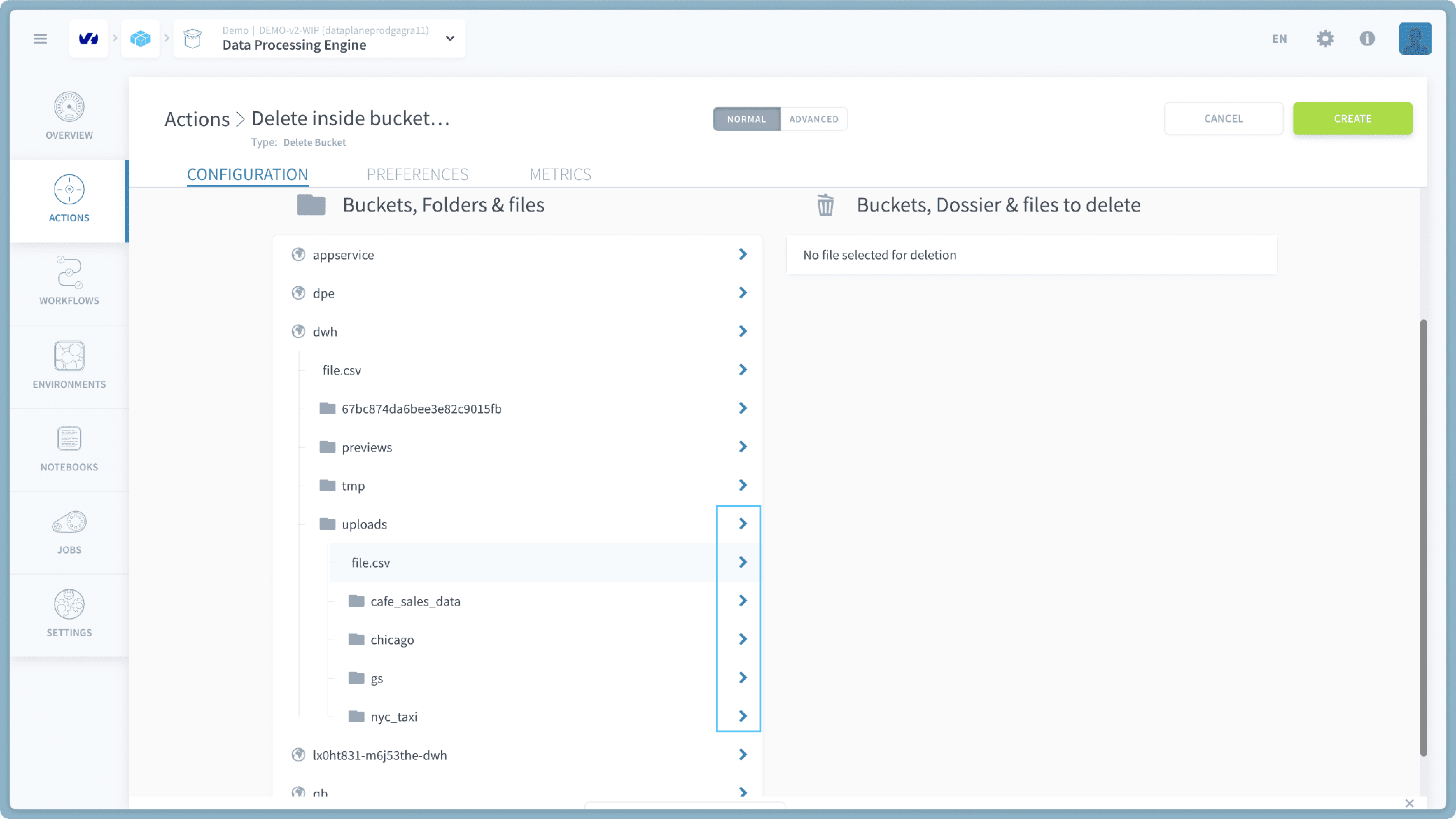 Choose items for deletion — Delete bucket action (3)