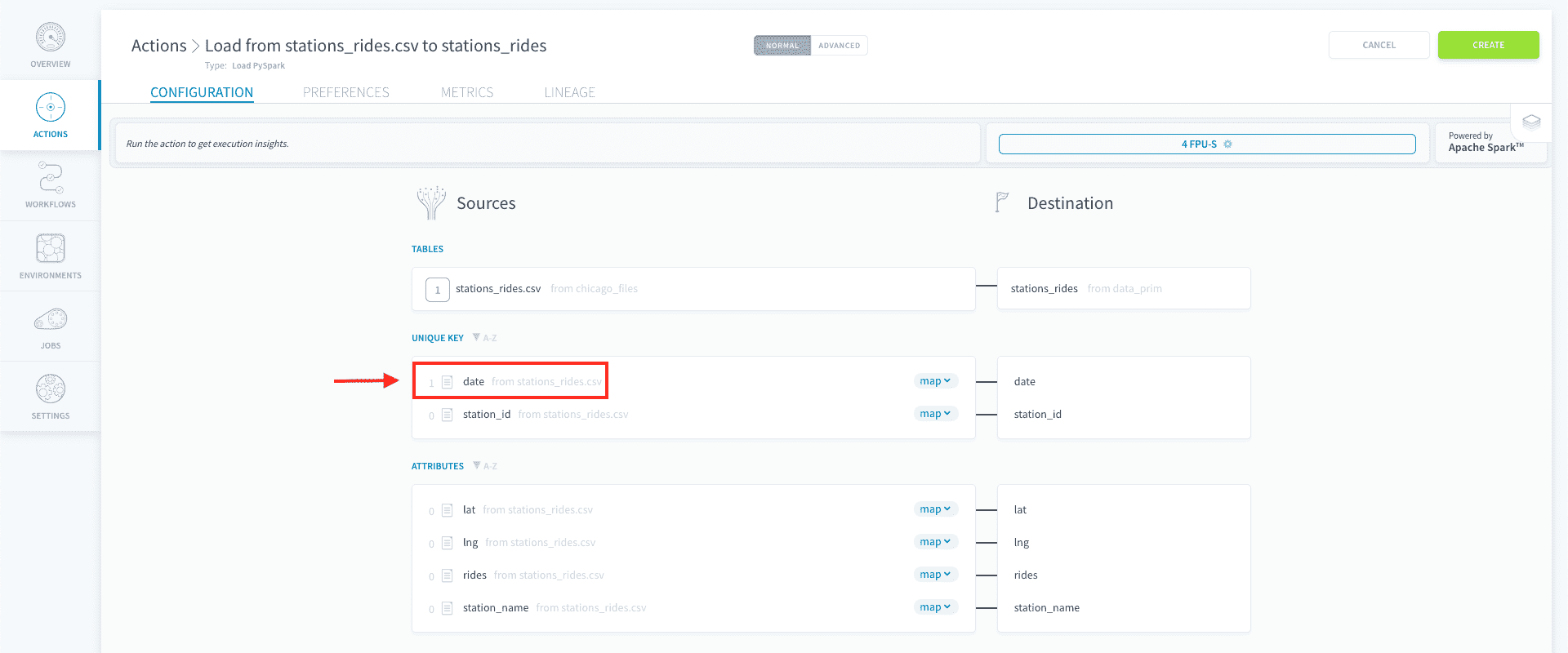Map attributes — Load pyspark attribute select