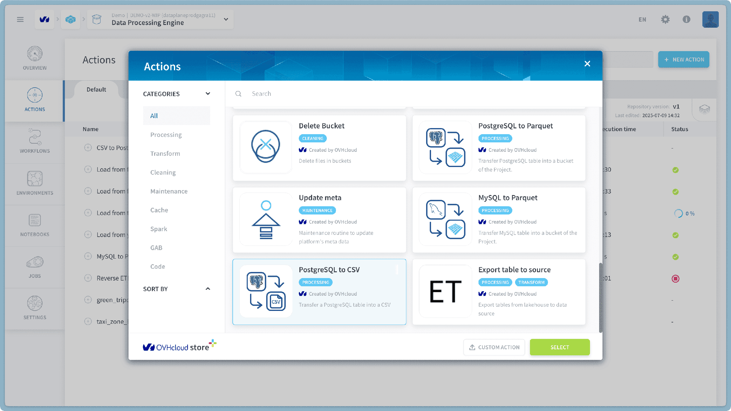 Configure a PostgreSQL to CSV action — Postgresql to csv