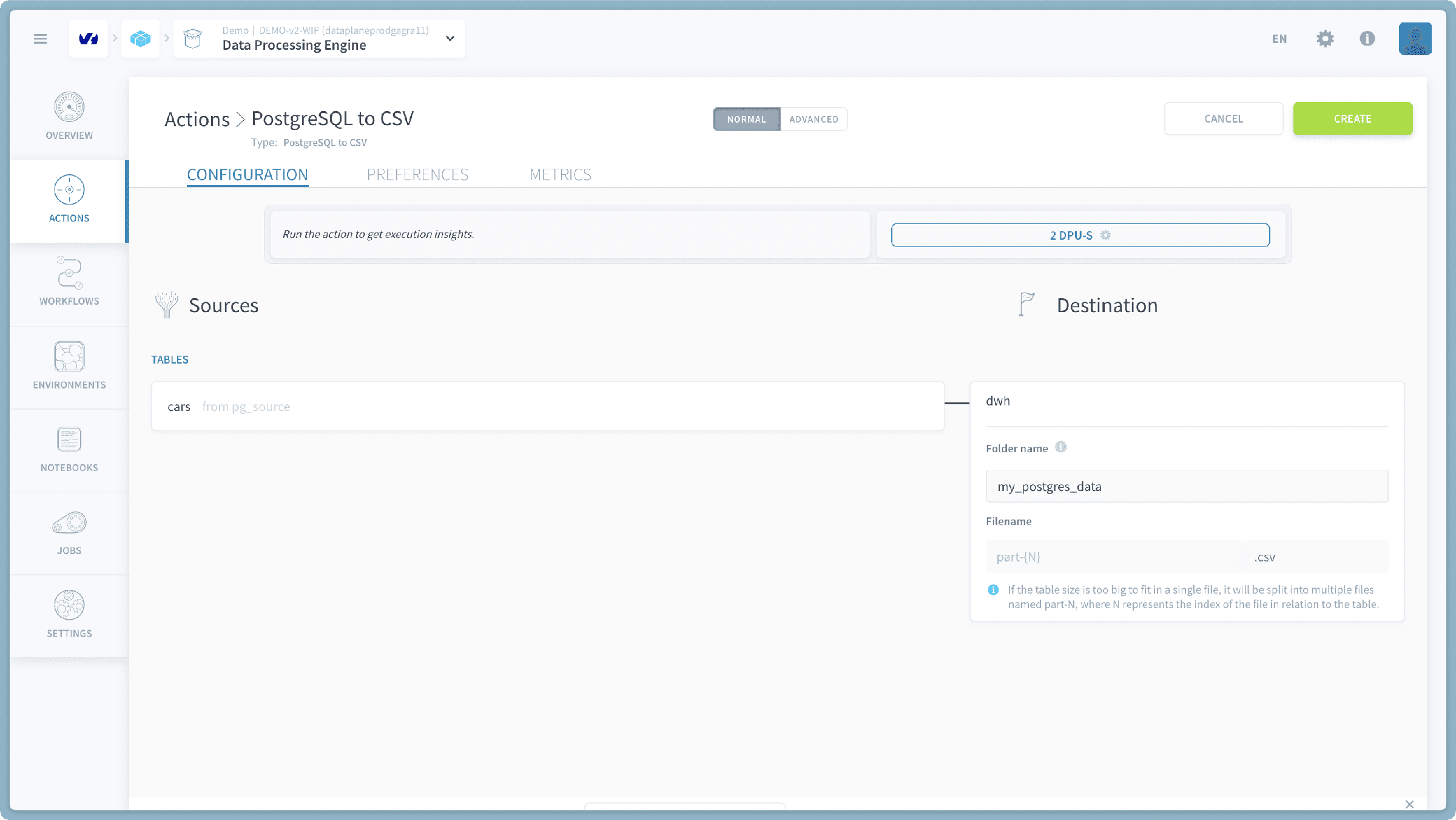Select Destination Bucket and Path — Postgresql to csv (2)