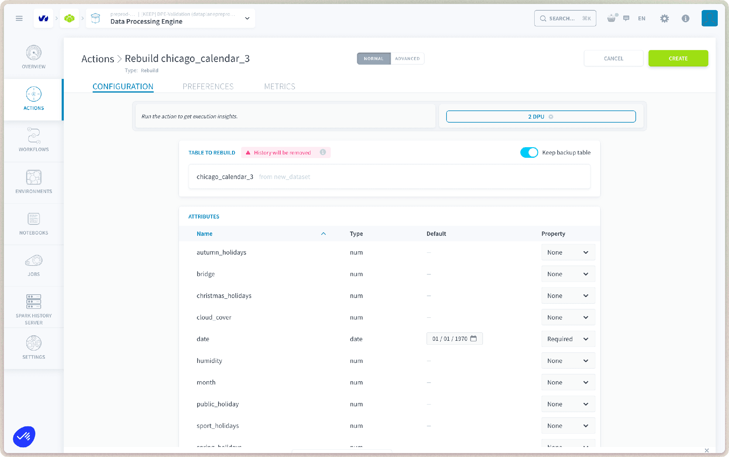 Configure a Rebuild action — Rebuild config
