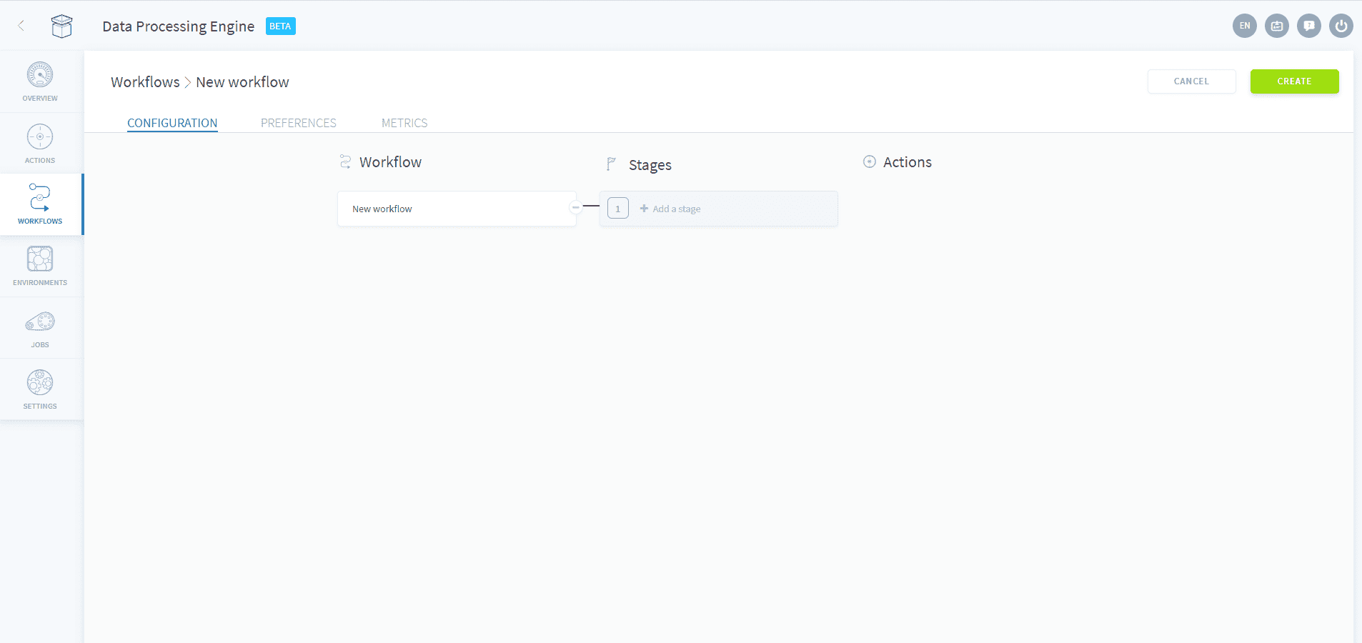 Create a workflow — New workflow