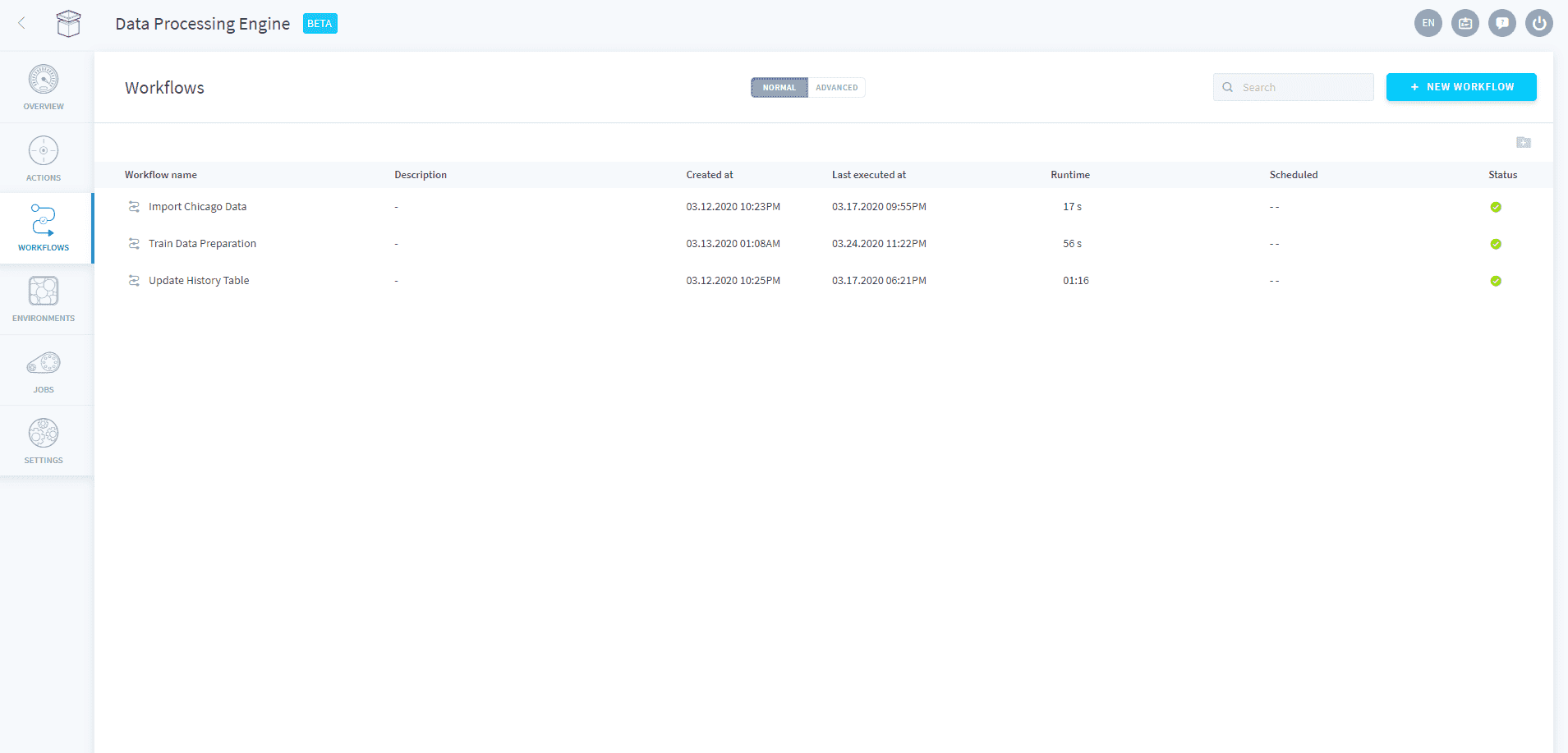 Manage workflows — Workflow basic actions