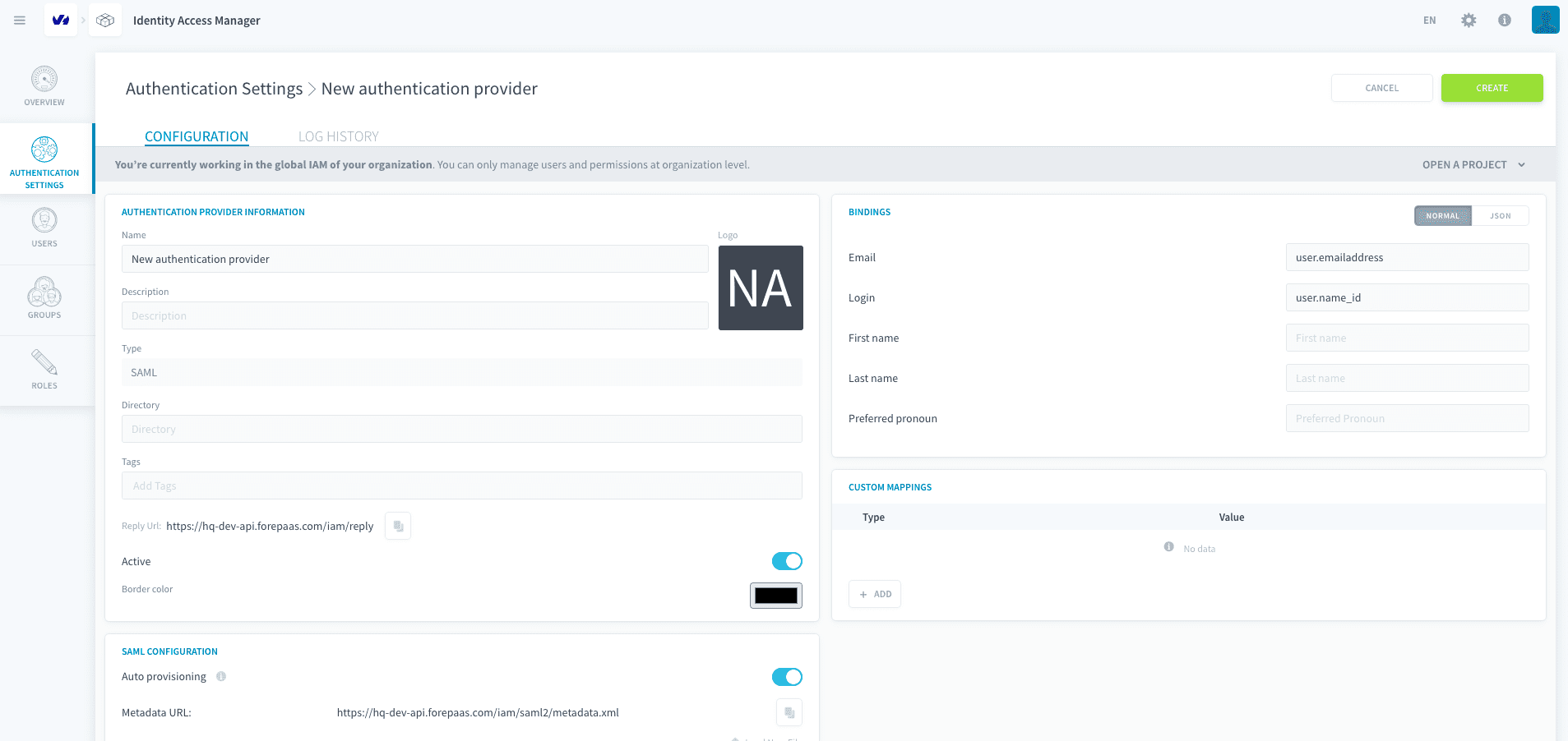 provider config