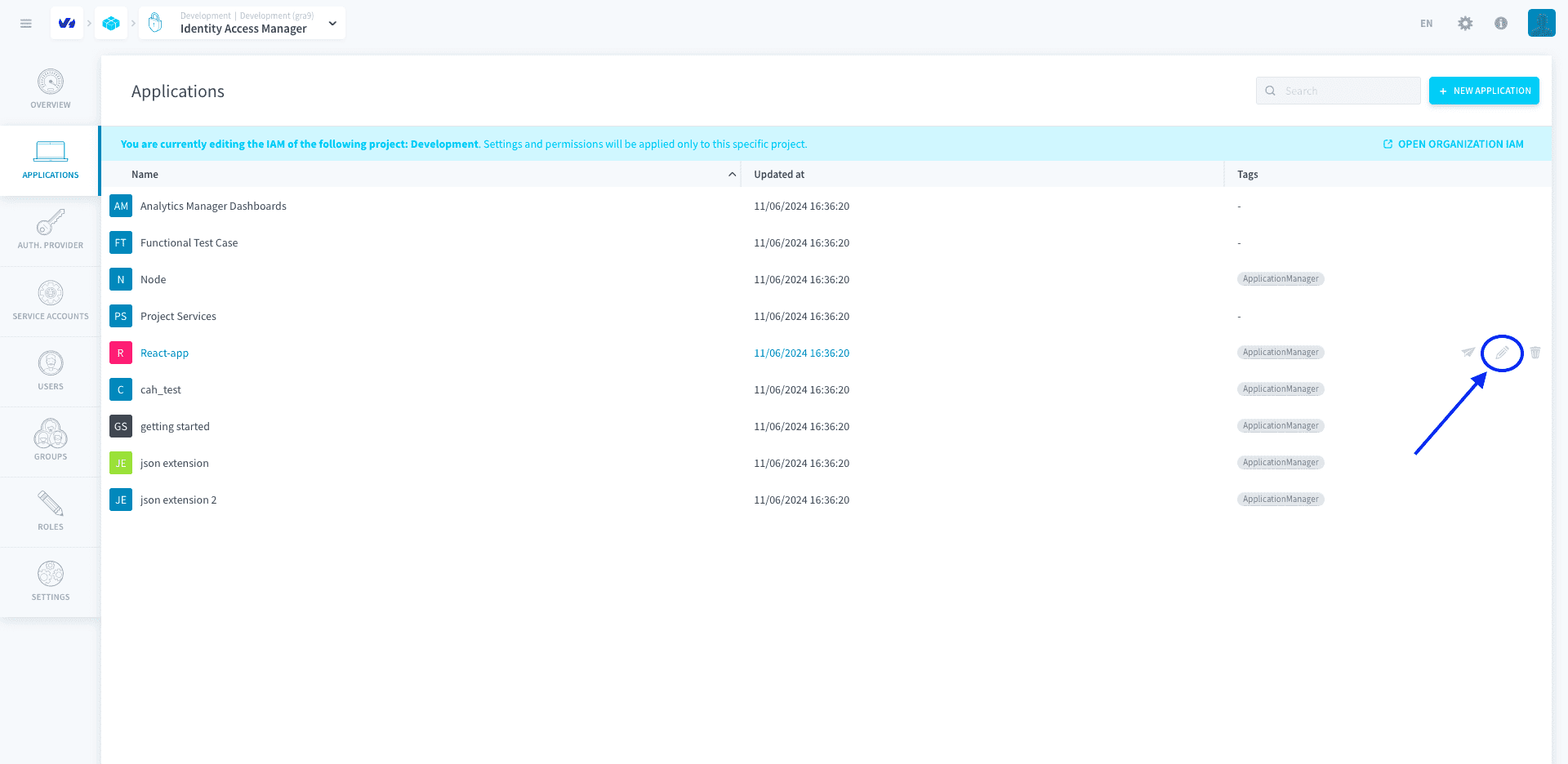 Display an authentication provider on an application login page — Applications2