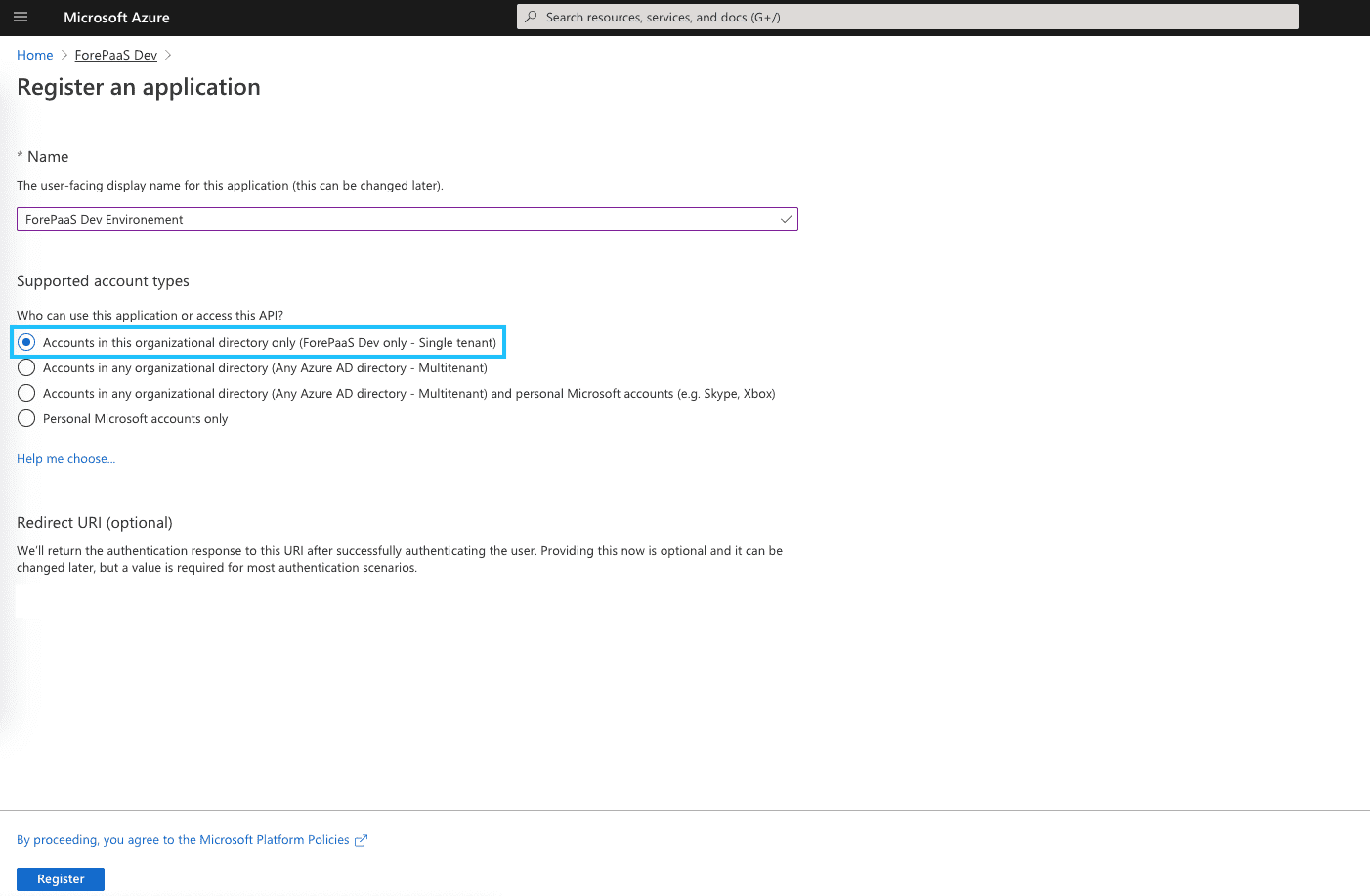 App registration