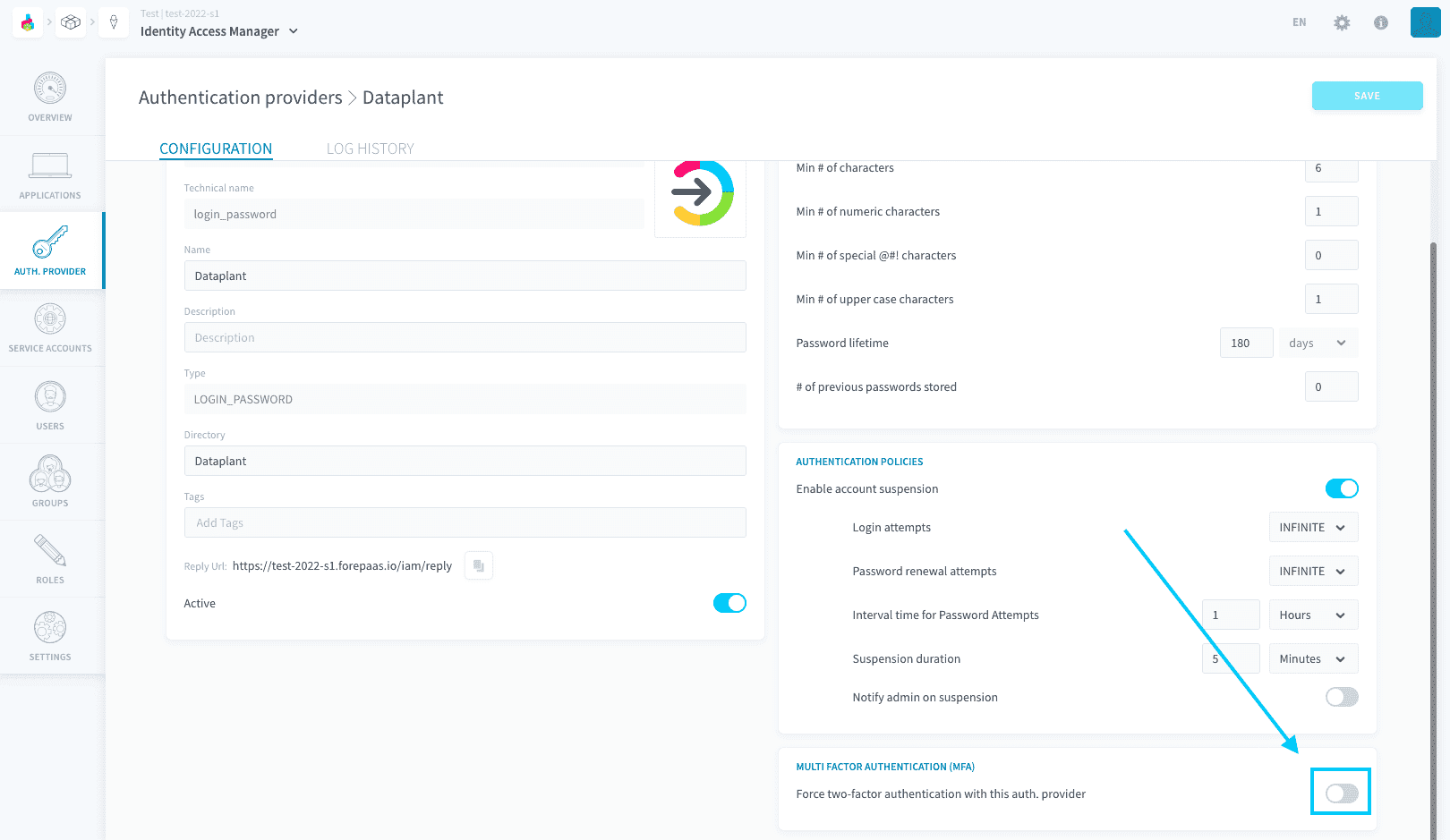 Enable multi-factor authentication (MFA) — Dpid mfa activate