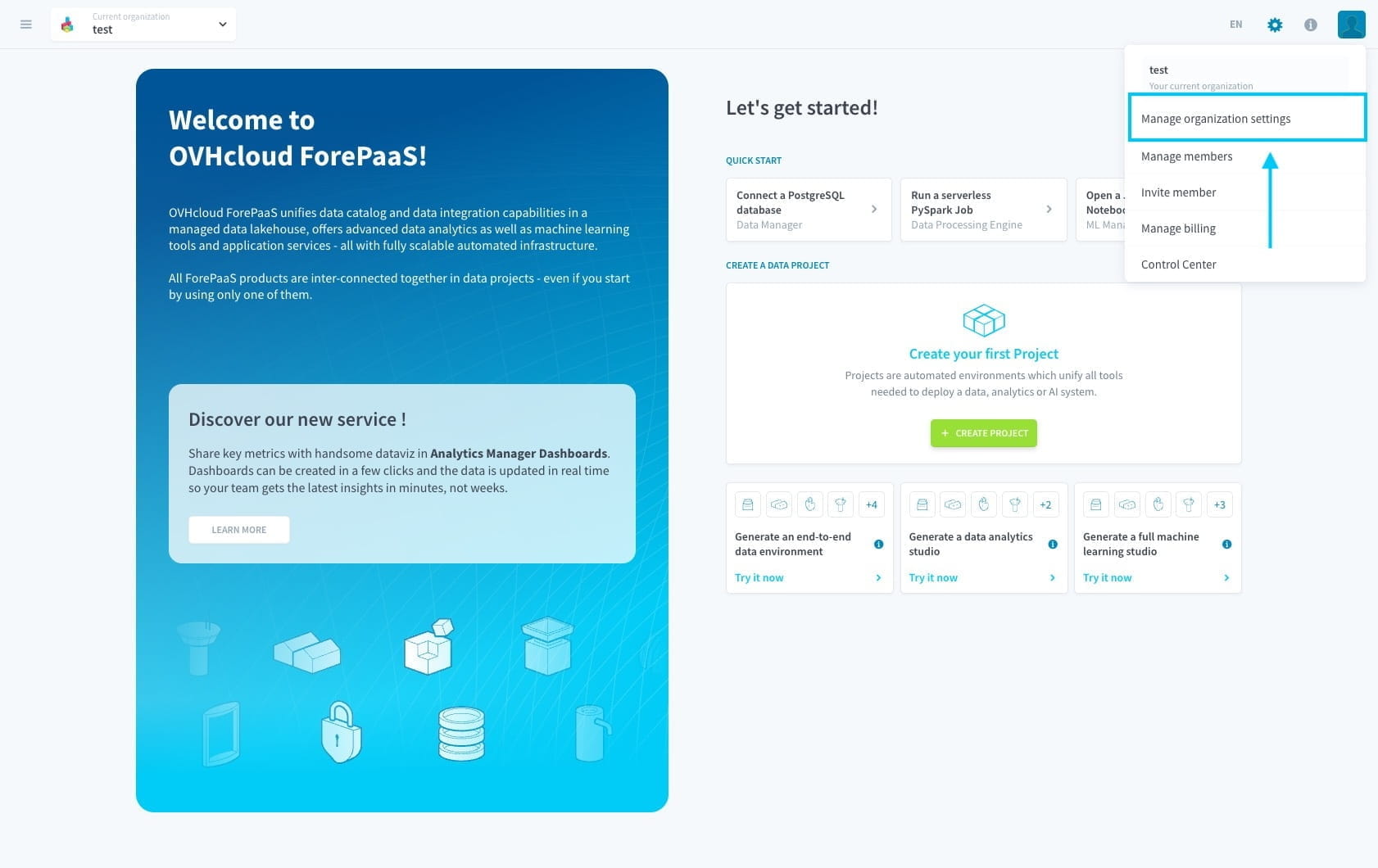 Delete the organization from the user interface — Delete orga