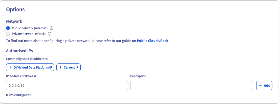 Configure options