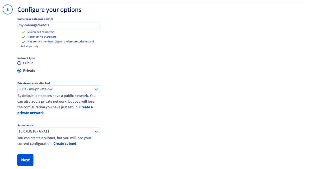 Configure options