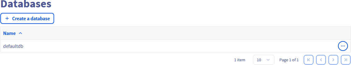 Databases tab