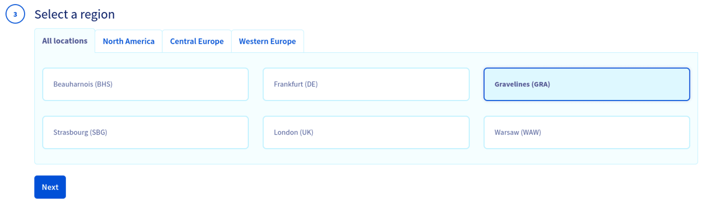 Choose region